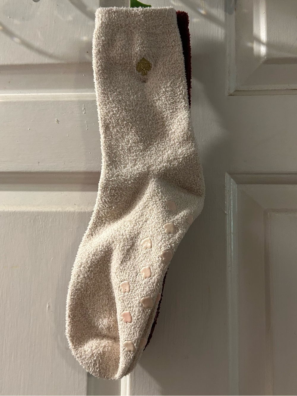 kate spade Cream Cozy Non-Slip Lounge Socks with Gold Spade